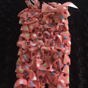 Peach Polka Dot Satin Romper  RPPD  Large 2T-3T  NWT Boutique